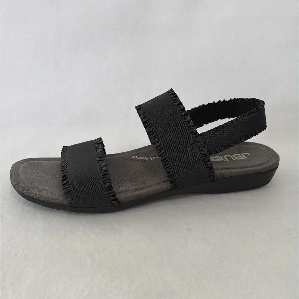 JBU Jambu Sandals Women’s 9.5 Black Adjustable Straps Comfy Cushioned Ruffles